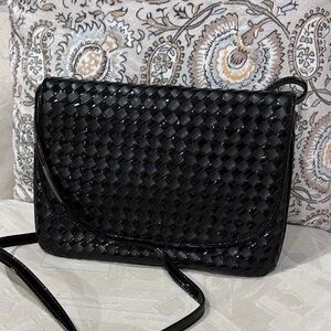 Vintage Aspects Classic leather Black Woven Crossbody shoulder clutch bag
